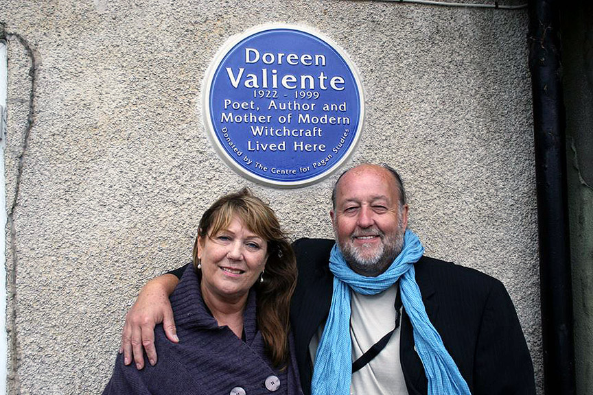 John and Julie Belham-Payne at the unveiling of the blue plaque for Doreen Valiente 