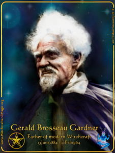 Gerald Brosseau Gardner, father of Wicca. Art by Mani Navasothy, 2014